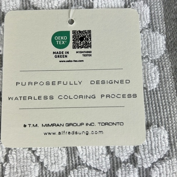 Alfred Sung Bath Towel Set Daisies Gray Yellow White Floral Cotton 2 pc Set NEW - Picture 8 of 8